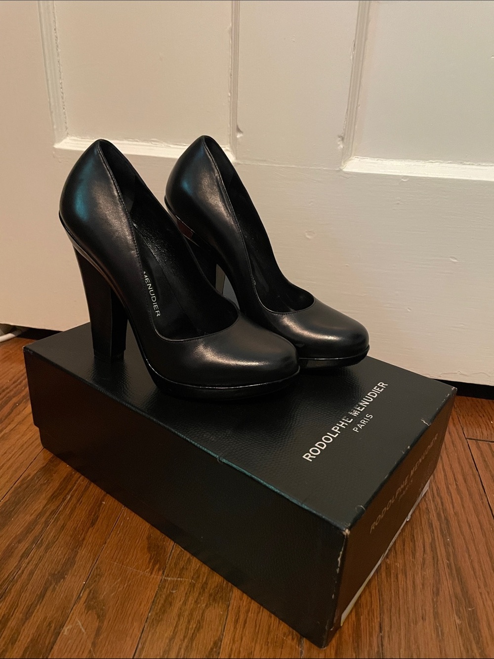 Rodolphe Menudier Black Leather Platform Pumps